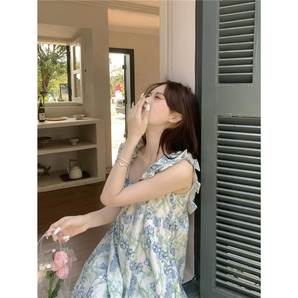 Đầm Hai Dây In Hoa Nhỏ Phong Cách Mới 63310