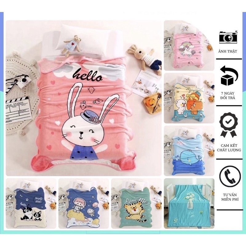Chăn tuyết vải nhung cho bé đi học, nhiều hình siêu dễ thương cute cho bé