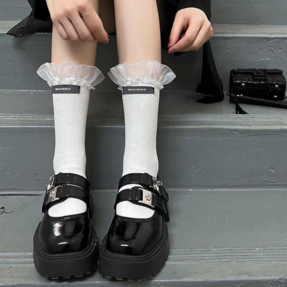 Vớ Cotton Cổ Vừa Phối Ren Thời Trang Nhật Bản Dành Cho Nữ / 3 Tuổi
