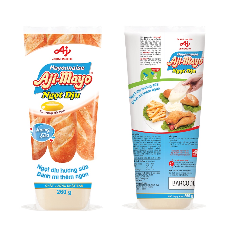 Combo 2 tuýp Xốt Mayonnaise Aji-mayo vị Dịu (260g/tuýp)