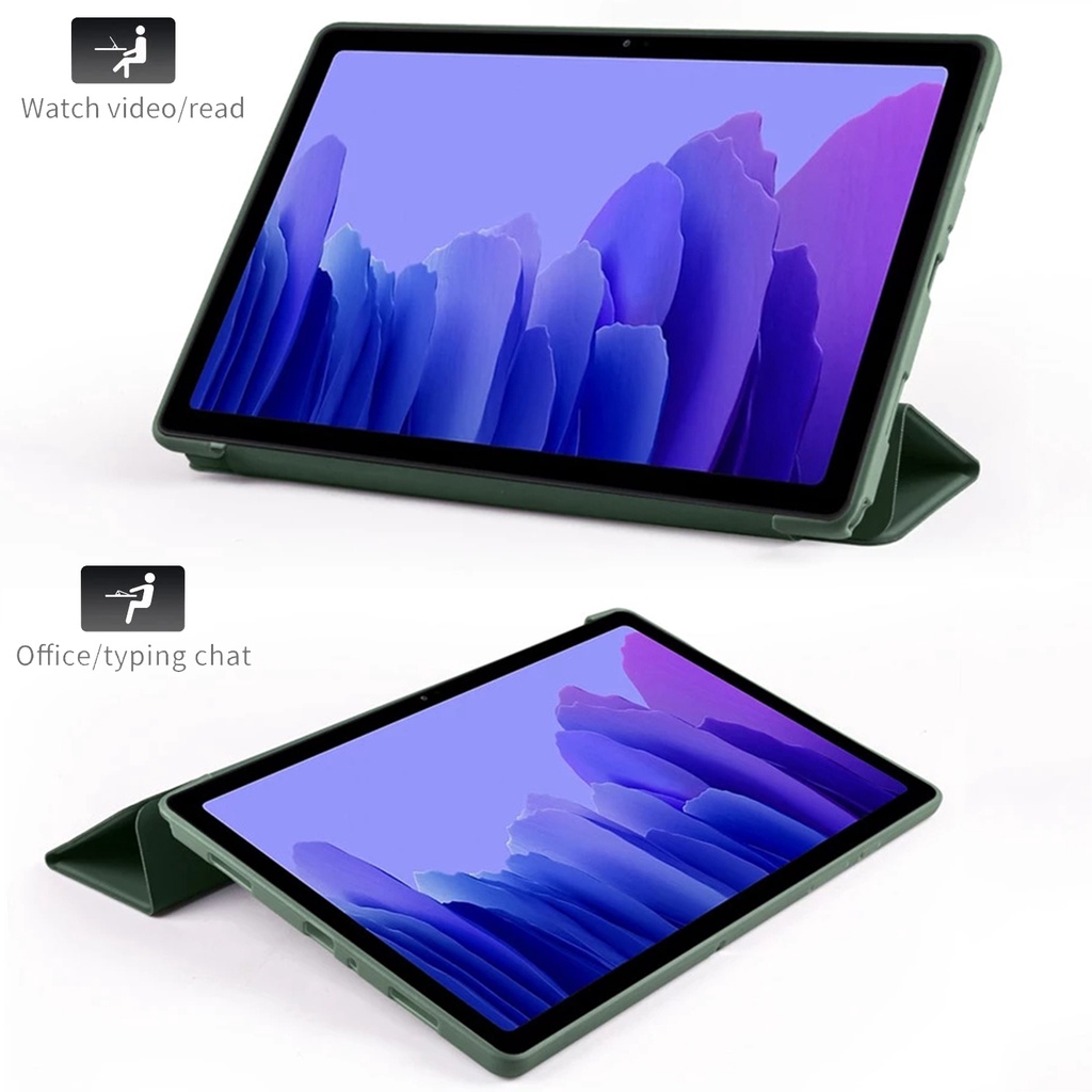 Ốp Máy Tính Bảng Silicon Da PU Gấp Gọn Cho Samsung Galaxy Tab A7 Lite 8.7 TabA7 10.4 A8 10.5 SM-T220 T225 SM-T500 T505 T507 SM-X200 X205