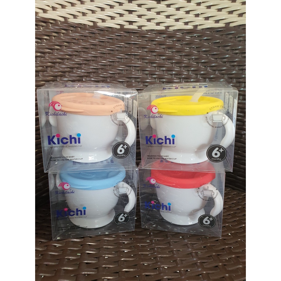 Cốc tập uống, tập hút 3 giai đoạn Kichilachi cho bé có tay cầm dung tích 150ml [Tặng kèm cọ rửa ống hút]