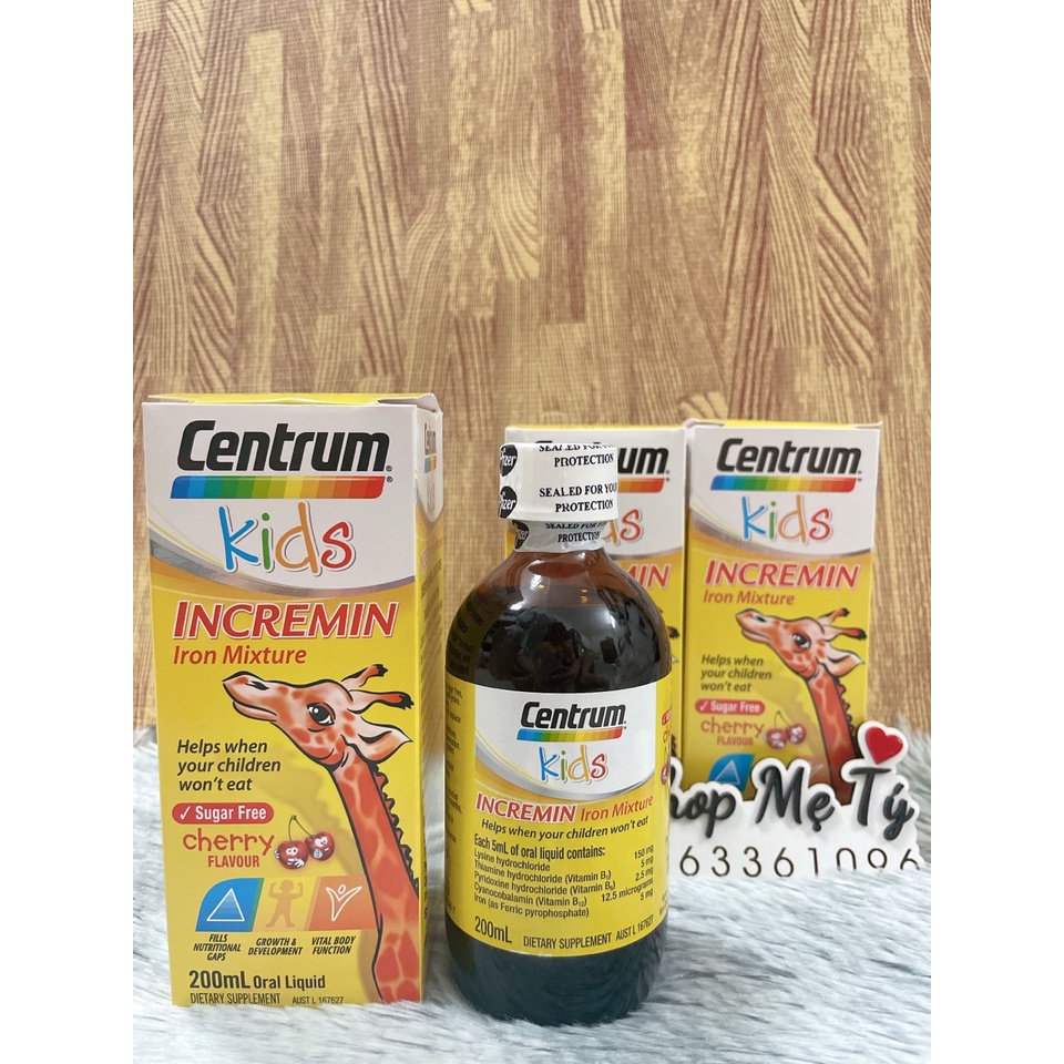 (Mẫu mới) Siro giúp bé ăn ngon Centrum Kids 200ml xuất xứ tại Úc dành cho bé biếng ăn