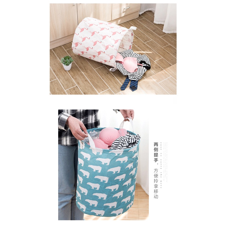 Sọt vải đựng đồ quần áo, giỏ vải tròn đựng đồ chơi trẻ em chất liệu chống thấm gấp gọn tiết kiệm không gian