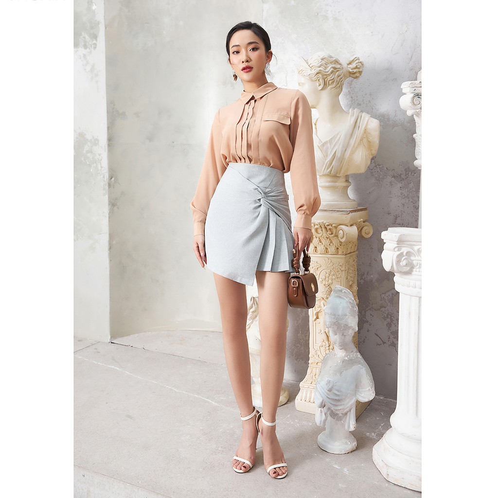 Chân váy chữ A ngắn 92WEAR 3 MÀU, đủ size, xoắn tà trước JAA1095