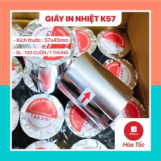 [Thùng 100 Cuộn] GIẤY IN NHIỆT K57x45 Giấy In Bill, Hóa Đơn Cửa Hàng, Siêu Thị, CAFE, Shop Quần Áo, Taxi/Now/Grab/Baemin