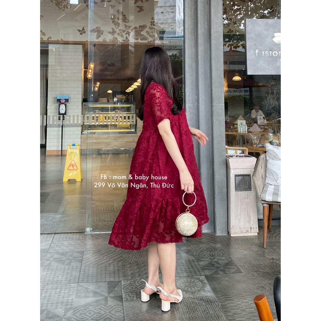Đầm bầu đi tiệc ren nhung đuôi cá Velvet Dress
