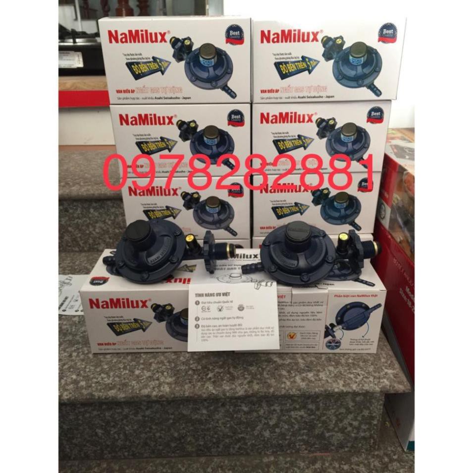 Van gas ngắt tự động Namilux và 1,5m dây gas 3 lớp màu cam