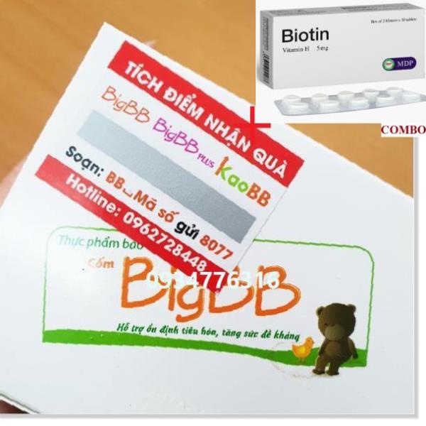 Combo Biotin 5mg+ ✅ BigBB Xanh dạng cốm, vị socola