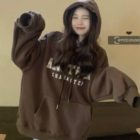 Áo hoodie nâu Another dáng suông cá tinh ulzzang tiểu thư unisex Flashsaleshop 👉Form rộng oversize