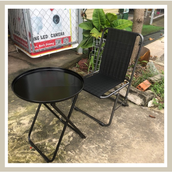Bộ bàn ghế màu đen lưng 70cm sơn tĩnh điện, sử dụng trong quán cafe trà sữa