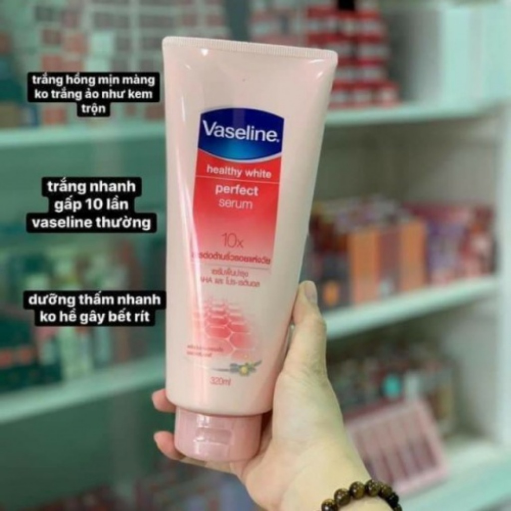 Sữa dưỡng thể trắng da Vaseline 10X Healthy White Perfect Serum Thái Lan 320ml, da trắng vượt trội