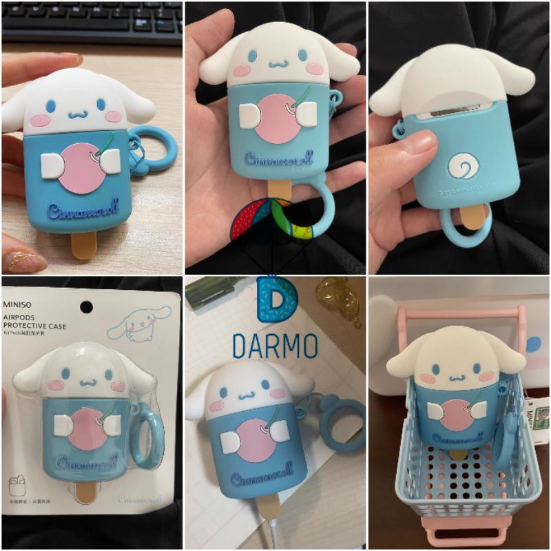 Case bảo vệ Airpods 1/2 que kem thỏ cinnamoroll my melody purin sanrio xanh pastel