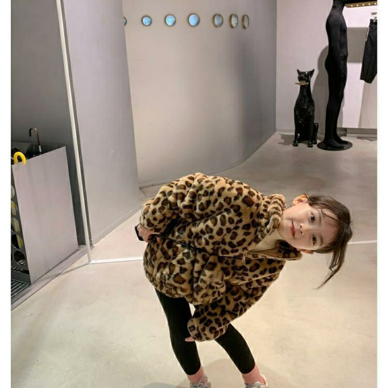 Áo khoác lông da báo cao cấp trẻ em  A006