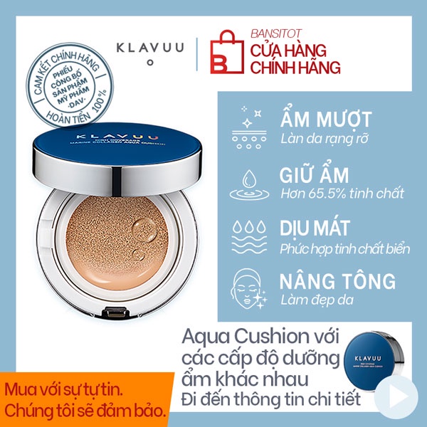 Combo trang điểm Makeup KLAVUU Gồm 01 Blue Cushion + 01 Phấn mắt + 01 Phấn Má Cao Cấp