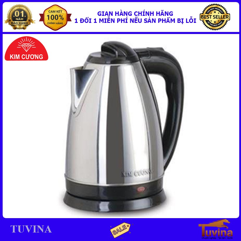 Ấm Siêu Tốc Inox Kim Cương 2.0 Lít KC-IAT2.0L - Hàng Chính Hãng (Bảo Hành 12 Tháng)