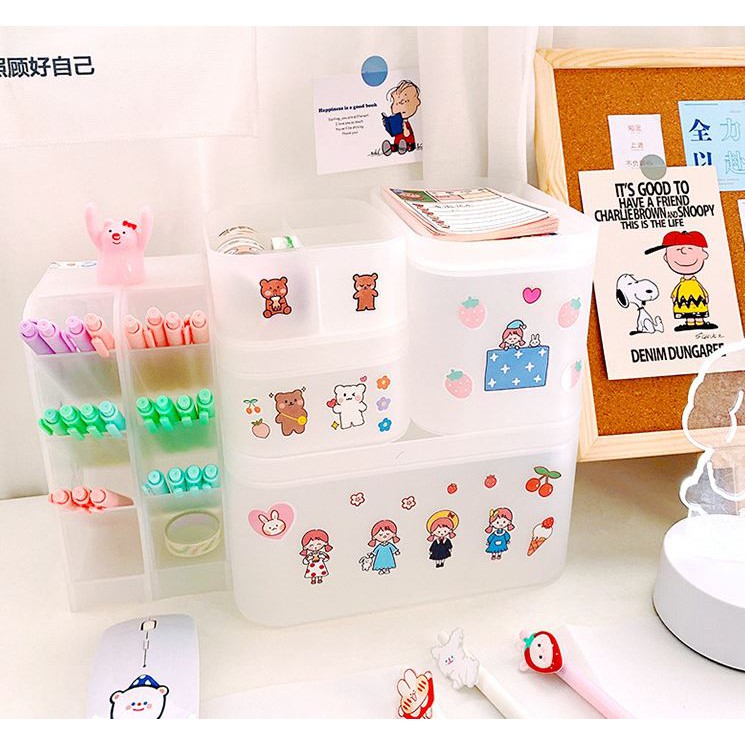 Hộp nhựa lưu trữ đựng bút, washi tape trong có nắp đậy tiện ích | BCH002