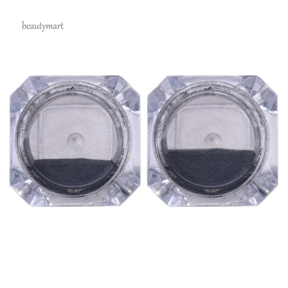 Hộp bột lấp lánh màu đen dùng để trang trí móng tay kèm cọ