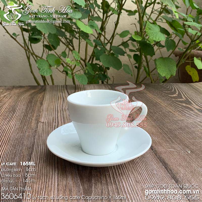 Ly tách cafe capuchino 165ml men trắng gốm sứ Bát Tràng
