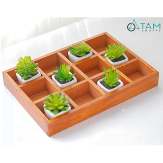 Khay gỗ chữ nhật 12 ô vuông TAN
