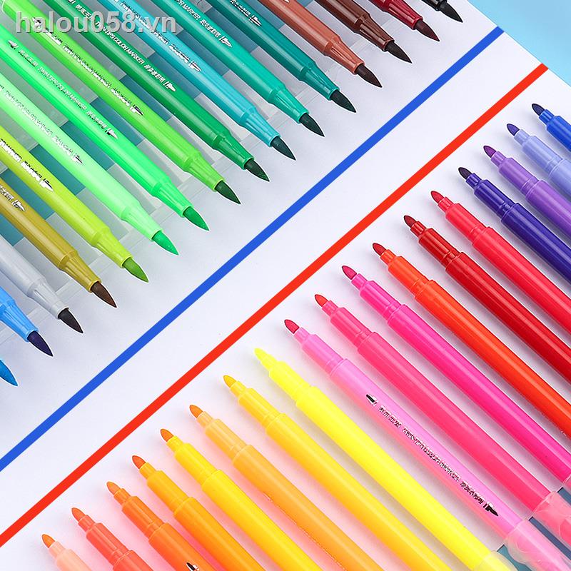Spot❆◘Vương quốc nghệ thuật Màu sắc Bộ bút màu nước hai đầu Mẫu giáo Trường tiểu học Bộ dụng cụ vẽ tranh nghệ thuật chuyên nghiệp 12 màu 24 màu 36 màu An toàn, không độc hại, có thể giặt được Bút màu nước đầu mềm