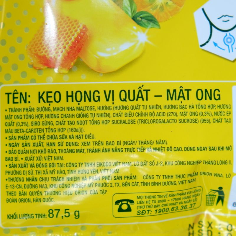 Kẹo Họng Orion vị quất mật ong gói 87.5g