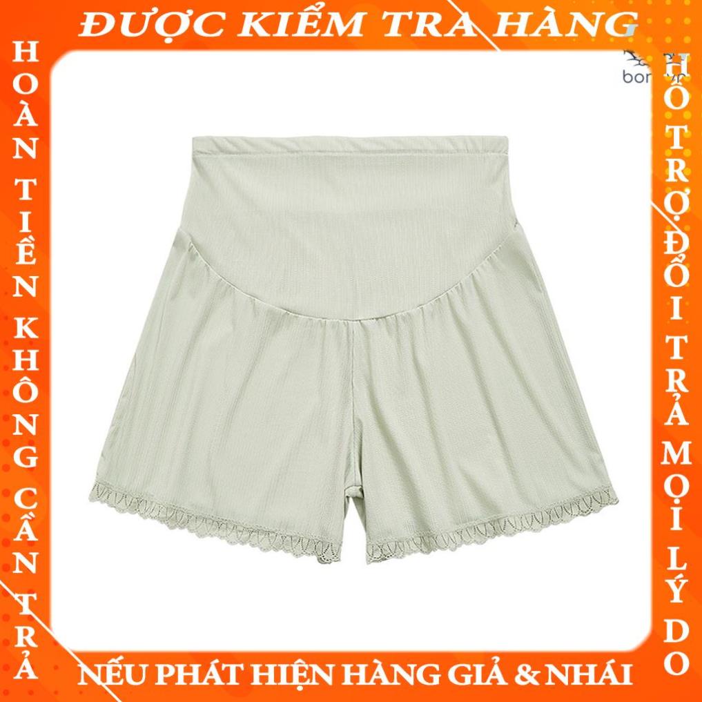 Quần đùi bầu chất lụa viền ren có dây chun điều chỉnh thoáng mát cho mùa hè otranti