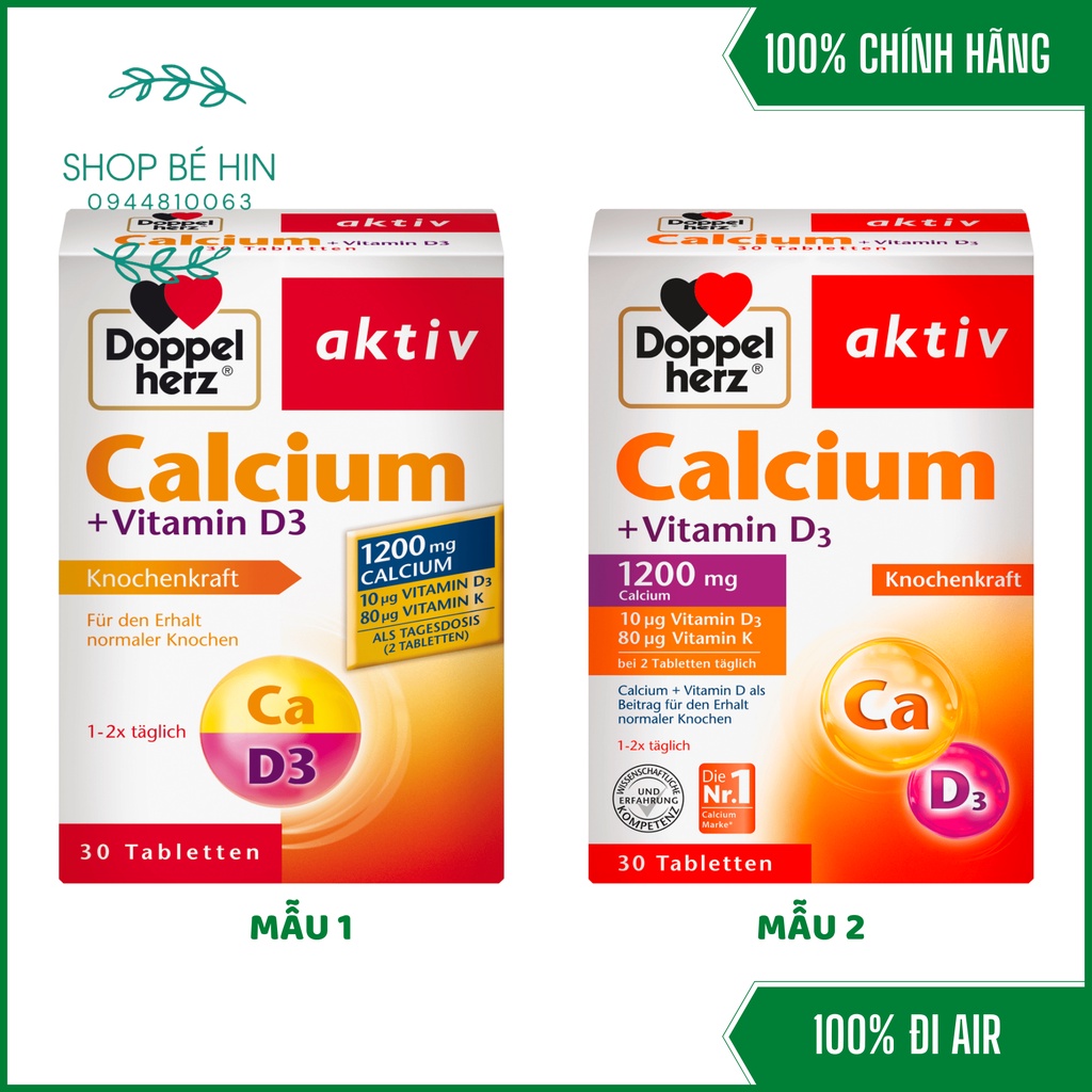 Viên uống bổ sung Canxi Doppelherz chuẩn Đức Calcium Vitamin D3 1200mg