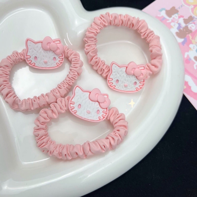 Dây Cột Tóc Co Giãn In Họa Tiết Hello Kitty Phong Cách Hàn Quốc Thời Trang Cho Nữ