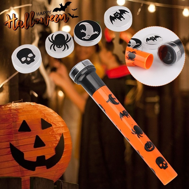 Đèn Pin Chiếu Hình Đầu Lâu Ma Bí Ngô Halloween Cho Người Lớn Và Trẻ Em