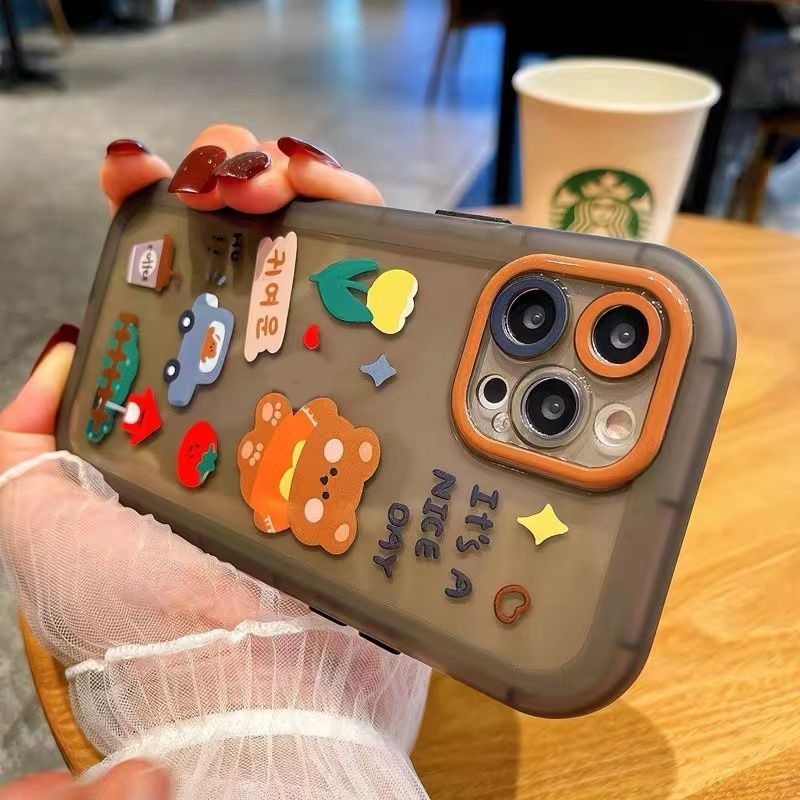 Ốp Điện Thoại Silicon Mềm Họa Tiết Gấu Và Hoa Dễ Thương Dành Cho IPhone 13 12 11 Pro Max XR X XS Max 7 8 Plus
