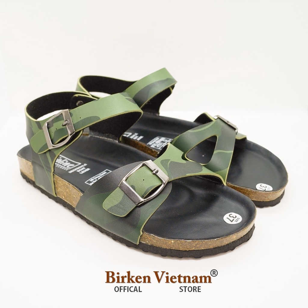 [ New Style ] Mã R23 Sandal ĐẾ TRẤU Da PU Camo Rằn Ri Quai Ngang Cách Điệu Unisex Birken Vietnam Bioline