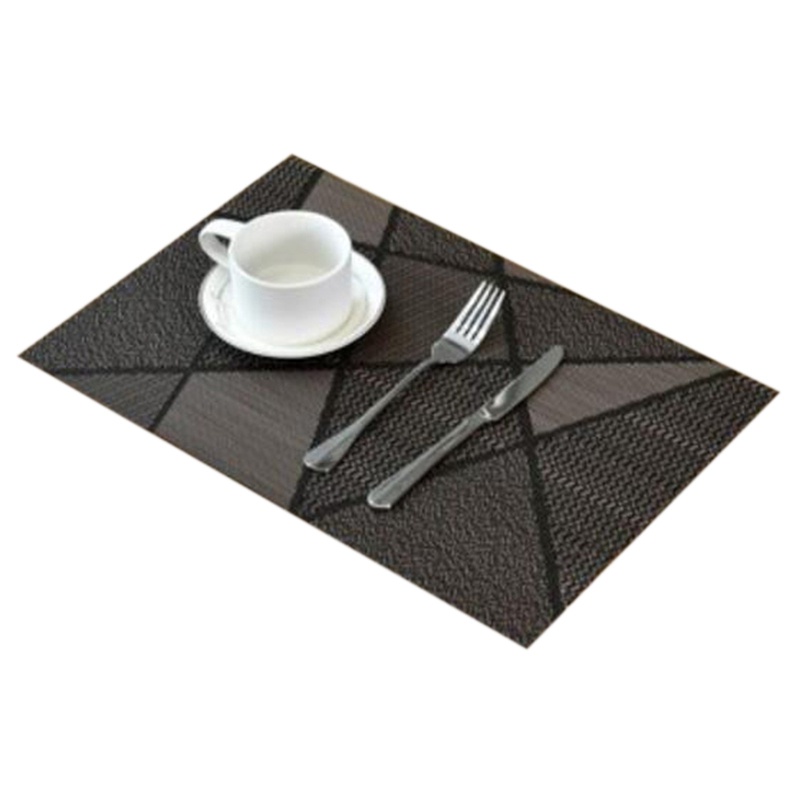 Set 6 Tấm Lót Bàn Ăn Cách Nhiệt Chống Thấm Nước Màu Đen Phong Cách Châu Âu