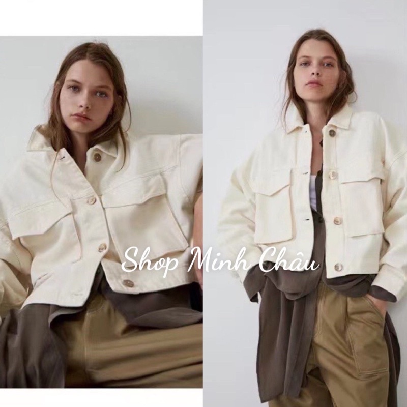 (Sẵn) Áo khoác kaki cúc gỗ Zarraa dư sịn