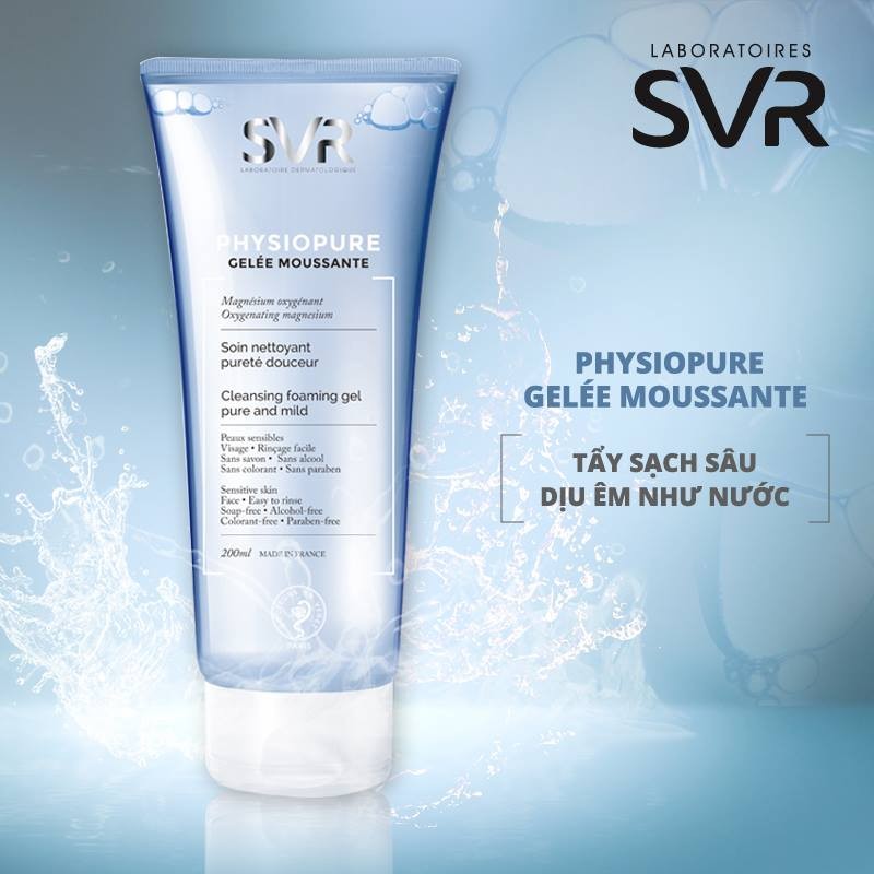 Káº¿t quáº£ hÃ¬nh áº£nh cho Sá»¯a rá»­a máº·t ÃT Bá»T SVR Physiopure Gel Moussante