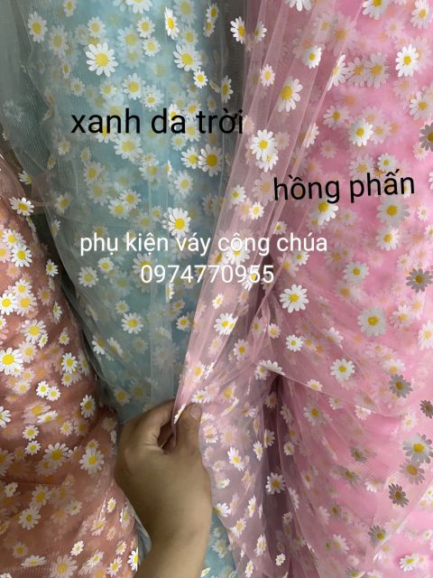 Vải voan lưới hoa cúc