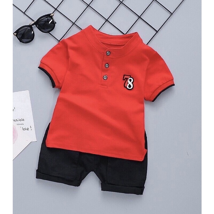 Đồ bộ bé trai 78 chất liệu cotton thấm hút mồ hôi thoáng mát thanh lịch.