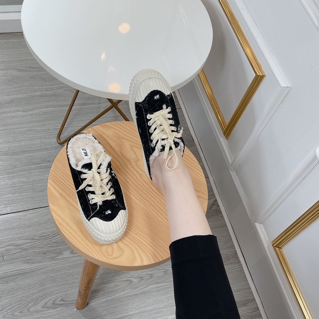 (ảnh,video thật) FULLBOX SỤC GIÀY NY LÓT LÔNG ĐEN MŨI TRẮNG TRẺ TRUNG ,năng động