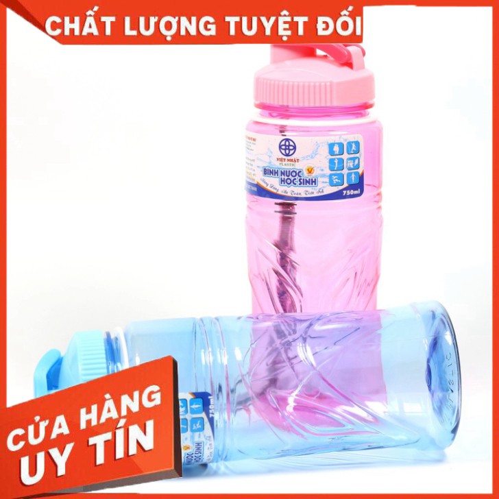 Bình nước học sinh, bình nước thể thao Việt Nhật 550-750-900ml giá rẻ. Màu ngẫu nhiên.