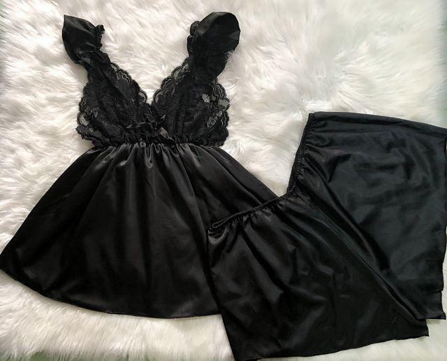 Bộ đồ ngủ Bigsize 65-90kg lụa phối ren sexy | BigBuy360 - bigbuy360.vn