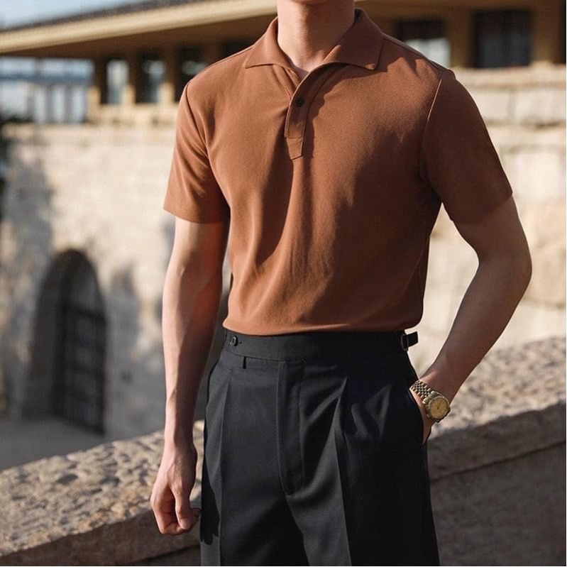 Áo thun nam POLO trơn vải cá sấu cotton cao cấp ngắn tay cực sang trọng