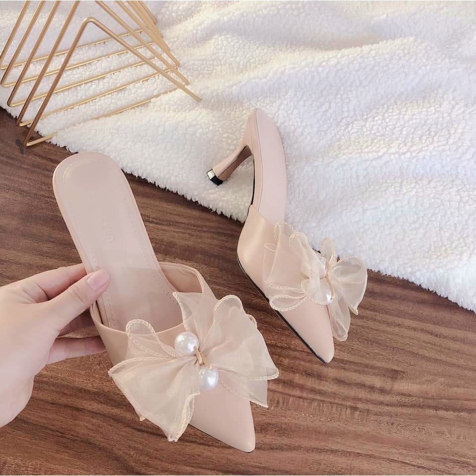 Giày cao gót sục nơ cao 5cm size 35 đến size 39