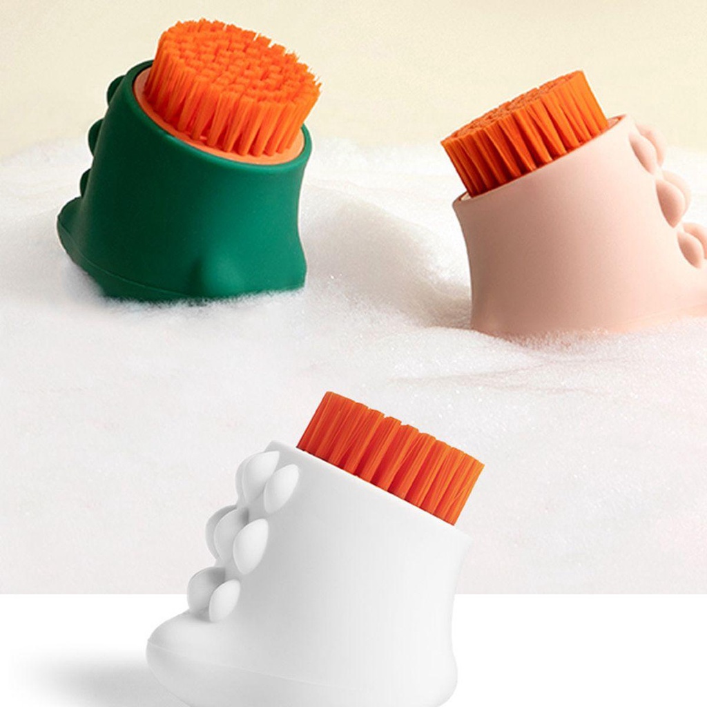 Bàn Chải Giặt Giày Bằng Silicon Lông Mềm Hình Khủng Long Đa Năng