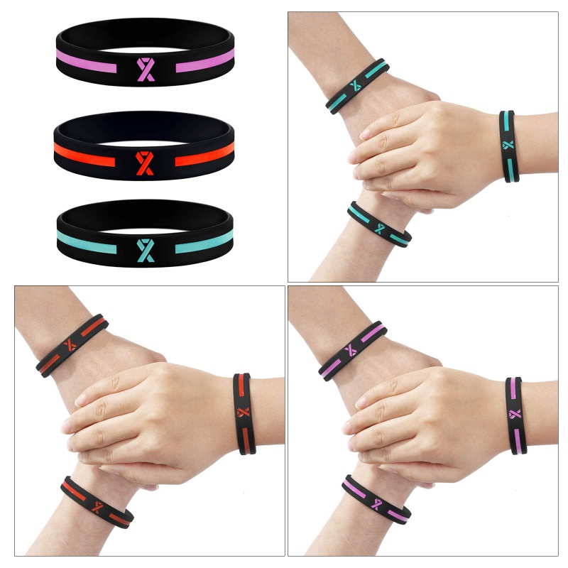 Vòng Tay Cao Su Silicon Màu Xanh Dương / Hồng / Đỏ Thời Trang Thích Hợp Làm Quà Tặng