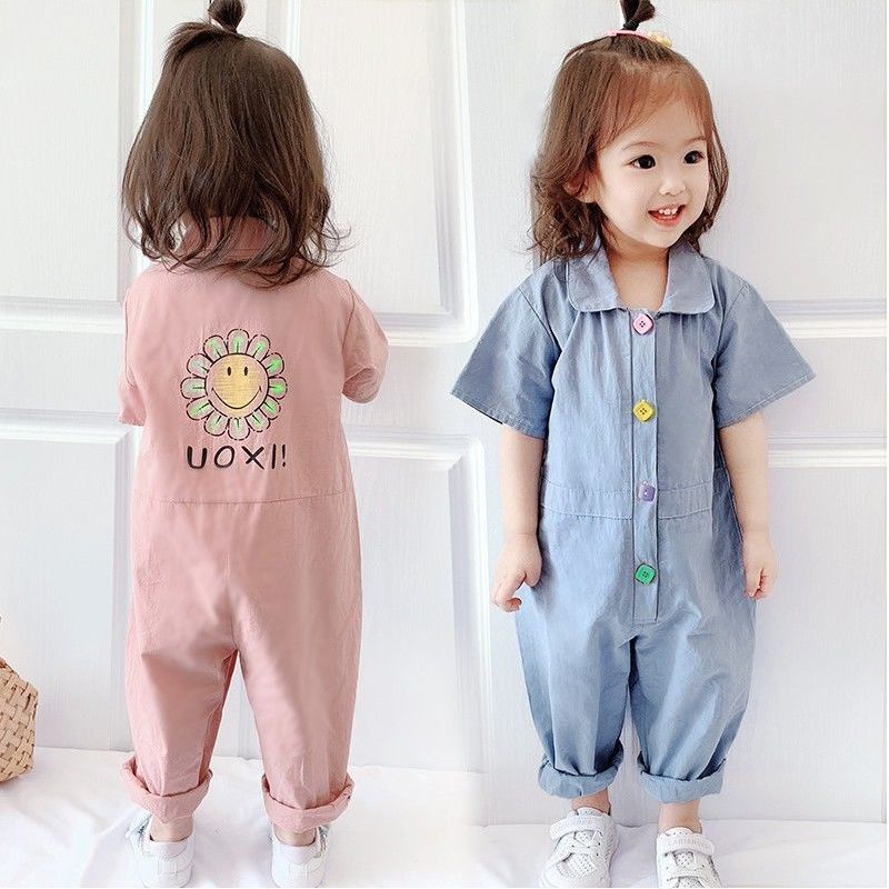 Hàng Mới Về Bộ Áo Liền Quần 2022 Vải Cotton Mỏng Màu Trơn Thời Trang Mùa Hè Cho Bé Gái