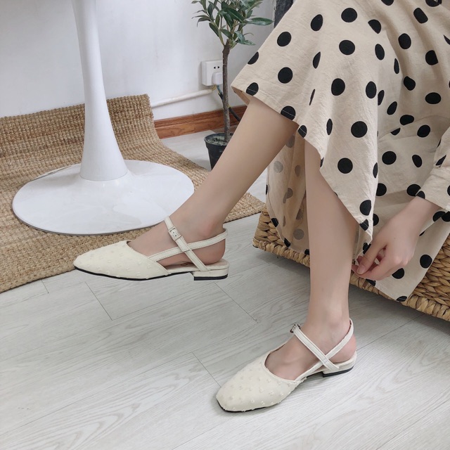 Giày búp bê hoạ tiết chấm tròn vintage ( kèm ảnh thật ) | BigBuy360 - bigbuy360.vn