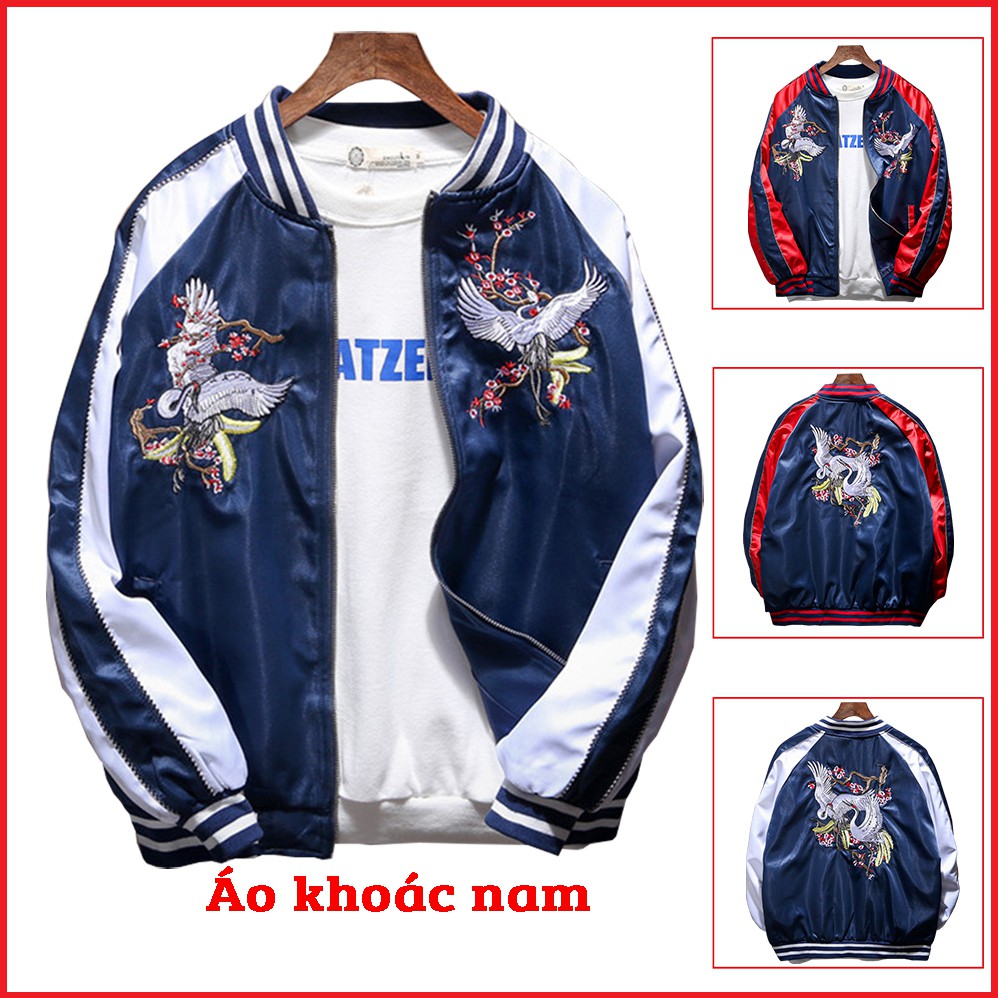 Áo Khoác Nhẹ Bomber Khóa Kéo Phối Hình Chim Uyên Ương Kiểu Dáng Hàn Quốc AO KHOAC NAM 9000028