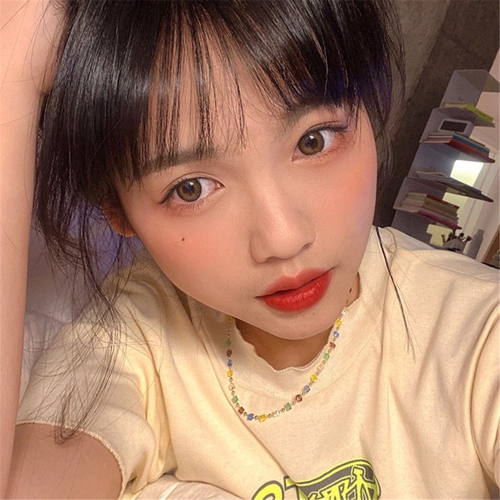 Vòng Cổ Choker Đính Hạt Pha Lê Màu Thiết Kế Đơn Giản Thời Trang Mùa Hè Mới Cho Nữ