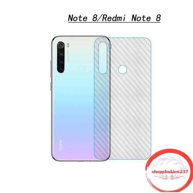 Miếng dán lưng Xiaomi Redmi Note 8 , Note 8 Pro Dán dẻo vân Carbon mặt lưng chống trầy