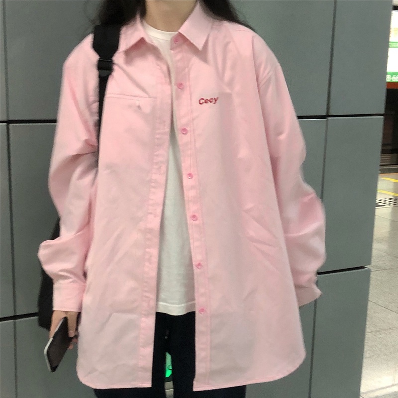 Áo sơ mi dáng rộng phong cách thời trang Hàn Quốc cho nữ